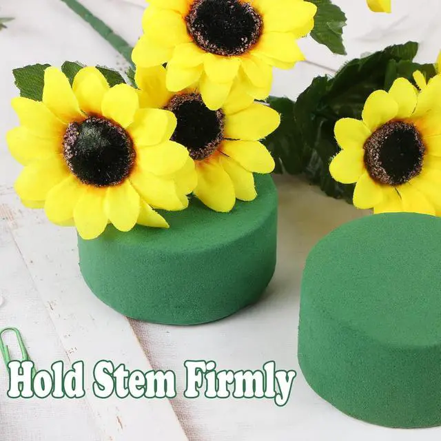 Alt view image 5 of 6 - MIDELONG Round Floral Foam Blocks, 3.2" X 1.6" Green Wet Dry Flower Foam Plant Foam for Fresh & Artificial Wedding Aisle Flower Arrangements Party Decoration DIY Craft, Pack of 3