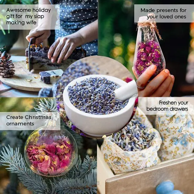 Alt view image 3 of 3 - Dried Flowers, Soap Making of Dry Flower, Soap Herbal Bath Set for DIY Lip Gloss,Soap, Candle Making,Including Rose Buds, Lavender, Jasmine, Chrysanthemum, Lemongrass, Mint, Peony, Peach Blossom