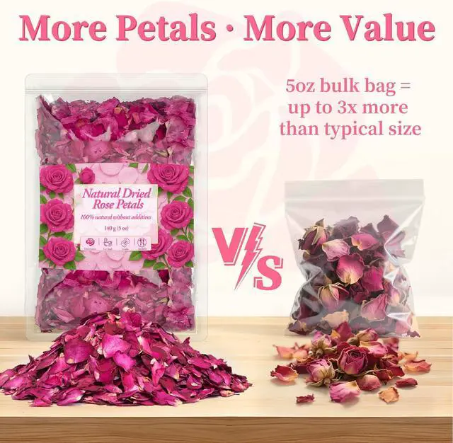 Alt view image 5 of 7 - 5oz Dried Rose Petals Red Rose Petals for Bath, Soap, Candle Making