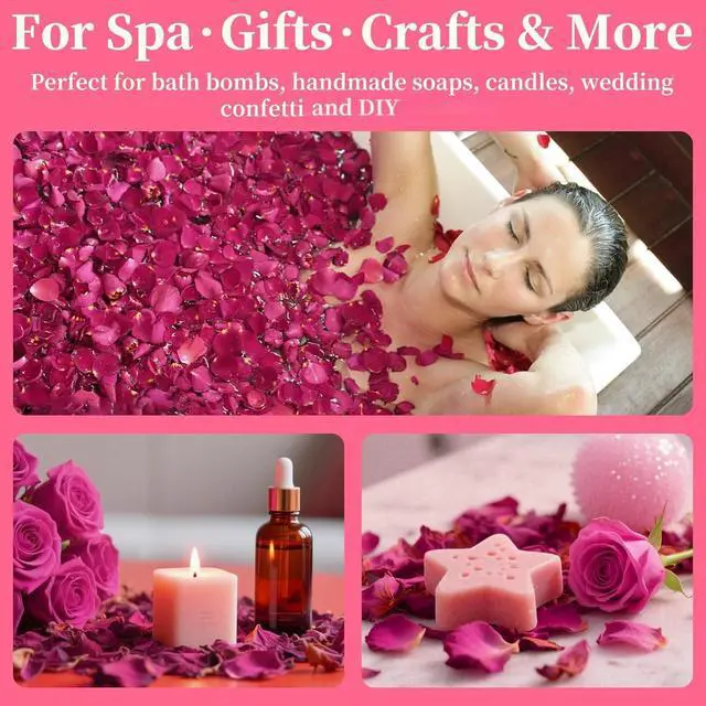 Alt view image 3 of 7 - 5oz Dried Rose Petals Red Rose Petals for Bath, Soap, Candle Making
