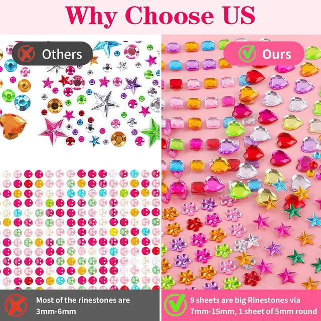 Alt view image 3 of 7 - 407pcs Gem Stickers, Self Adhesive Rhinestones, Stick on Jewel for Crafts
