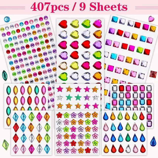 Alt view image 4 of 7 - 407pcs Gem Stickers, Self Adhesive Rhinestones, Stick on Jewel for Crafts