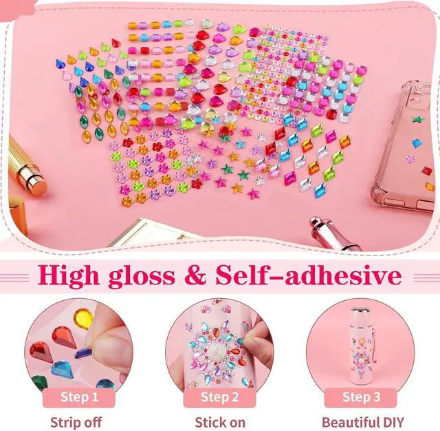 Alt view image 5 of 7 - 407pcs Gem Stickers, Self Adhesive Rhinestones, Stick on Jewel for Crafts