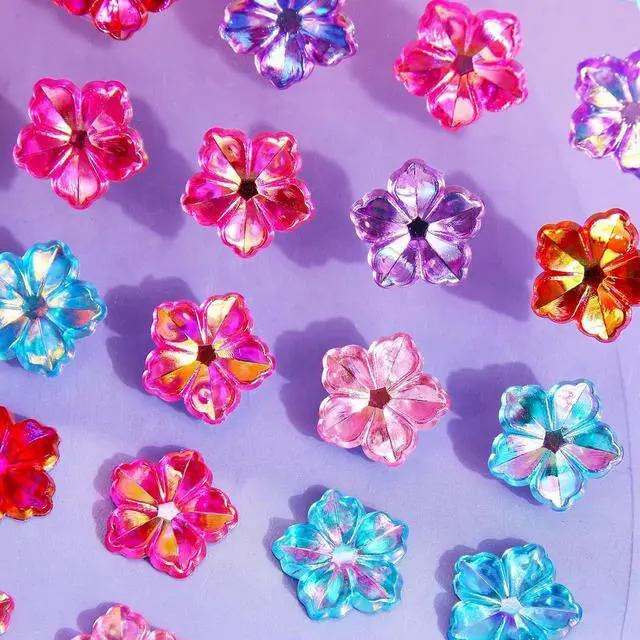 Main image of Gem Stickers for Kids Shiny Self Adhesive Stick On Rhinestones Sparkle Jewel Diamond Glitter 3D Gemstones Flower Bling Decorative Plastic Material for Craft Supplies(196Pcs, 7 Sheets)