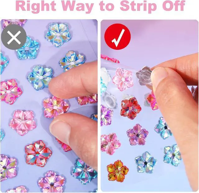 Alt view image 3 of 7 - Gem Stickers for Kids Shiny Self Adhesive Stick On Rhinestones Sparkle Jewel Diamond Glitter 3D Gemstones Flower Bling Decorative Plastic Material for Craft Supplies(196Pcs, 7 Sheets)