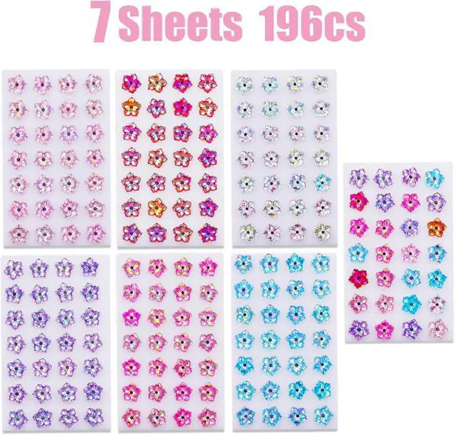 Alt view image 4 of 7 - Gem Stickers for Kids Shiny Self Adhesive Stick On Rhinestones Sparkle Jewel Diamond Glitter 3D Gemstones Flower Bling Decorative Plastic Material for Craft Supplies(196Pcs, 7 Sheets)