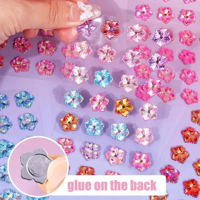 Alt view image 6 of 7 - Gem Stickers for Kids Shiny Self Adhesive Stick On Rhinestones Sparkle Jewel Diamond Glitter 3D Gemstones Flower Bling Decorative Plastic Material for Craft Supplies(196Pcs, 7 Sheets)
