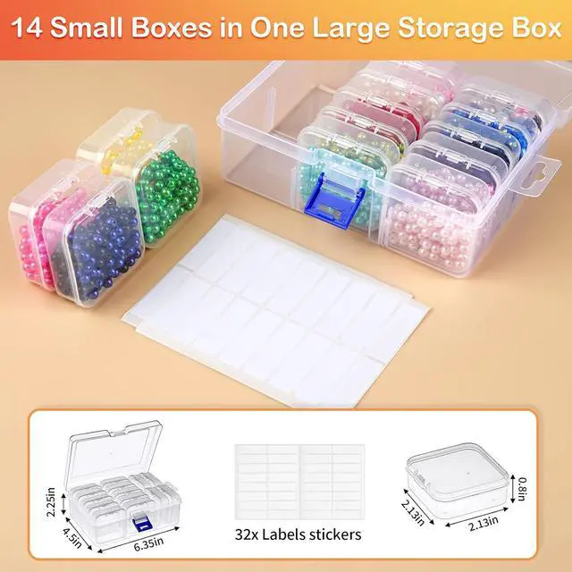 Alt view image 3 of 7 - Bead Organizer and Storage, 15 Pcs Clear Bead Storage Containers Box