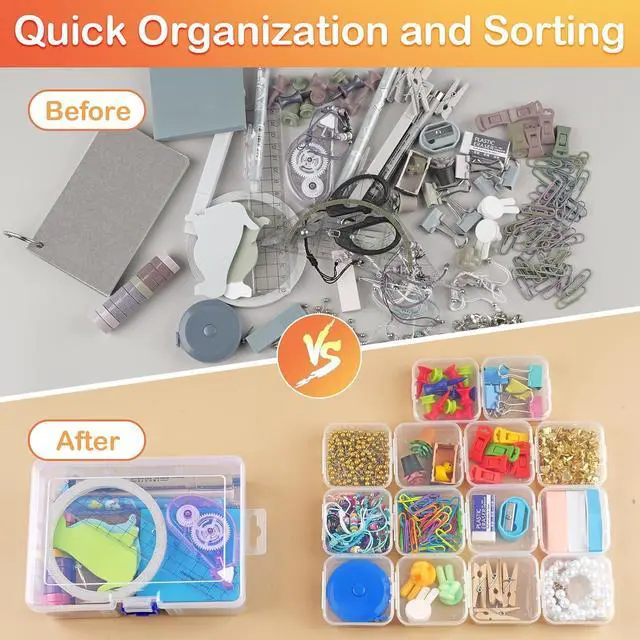 Alt view image 7 of 7 - Bead Organizer and Storage, 15 Pcs Clear Bead Storage Containers Box