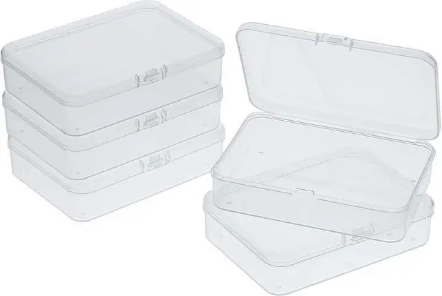 Main image of 5 Pcs Mini Plastic Storage Containers Box with Lid, Small Storage Containers Travel Case 4x3x1 Inches Clear Rectangle Box Organizer for Collecting Small Items, Beads, Jewelry, Cards, Crafts