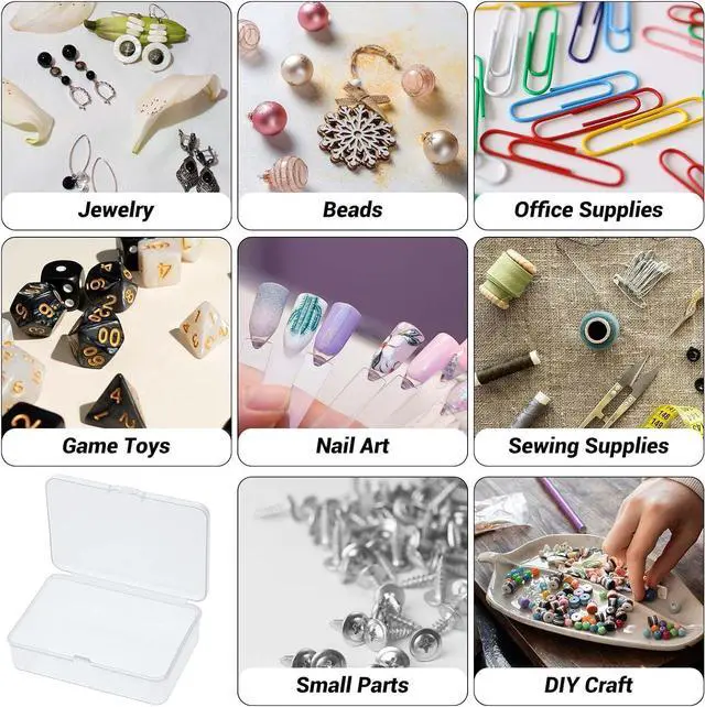 Alt view image 3 of 6 - 5 Pcs Mini Plastic Storage Containers Box with Lid, Small Storage Containers Travel Case 4x3x1 Inches Clear Rectangle Box Organizer for Collecting Small Items, Beads, Jewelry, Cards, Crafts