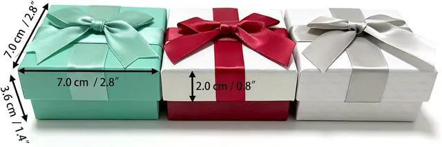 Alt view image 4 of 4 - Paialco 7.0 CM Square Jewelry Gift Box Ribbon Knotted and Foam Filled