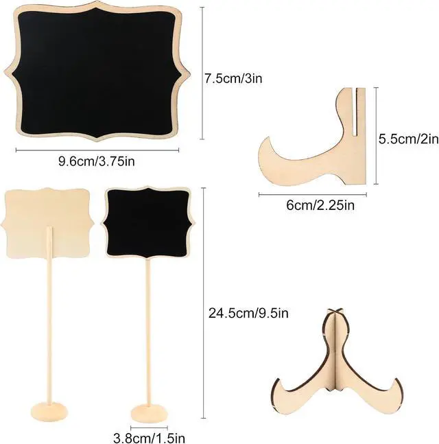 Alt view image 2 of 7 - LotFancy 20 Pack Mini Chalkboard Signs with Support Easels and 10 Extra Stickers, Food Labels for Party Buffet Table, Weddings, Table Numbers, Message Board and Event Decorations