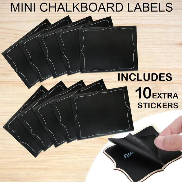 Alt view image 3 of 7 - LotFancy 20 Pack Mini Chalkboard Signs with Support Easels and 10 Extra Stickers, Food Labels for Party Buffet Table, Weddings, Table Numbers, Message Board and Event Decorations