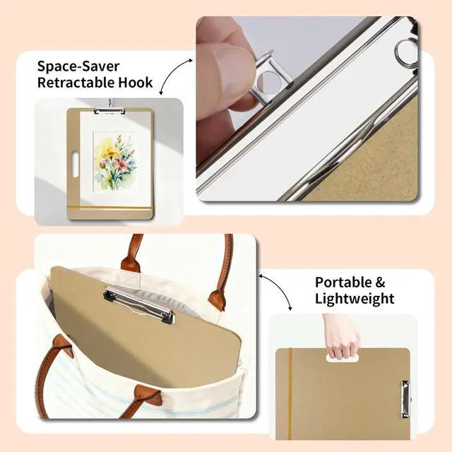 Alt view image 4 of 7 - 13" x 17" Art Drawing Board with Clip, Watercolor Painting Sketch Pad