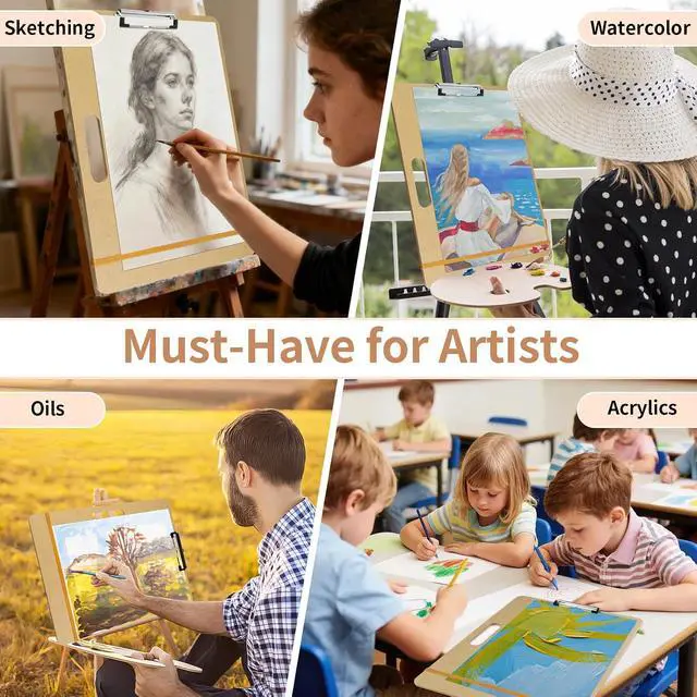 Alt view image 7 of 7 - 13" x 17" Art Drawing Board with Clip, Watercolor Painting Sketch Pad