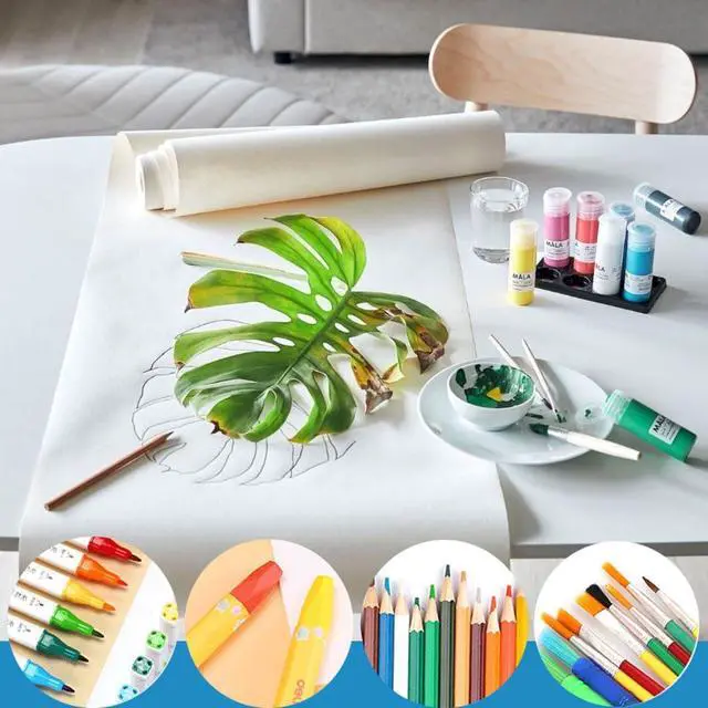 Alt view image 6 of 7 - Easel Paper Roll 12 Inch x 49 Feet, Durable Drawing Paper for Kids Art,White Bulletin Board Paper,Craft Paper Roll for Paints, Wall Art and Gift Wrap