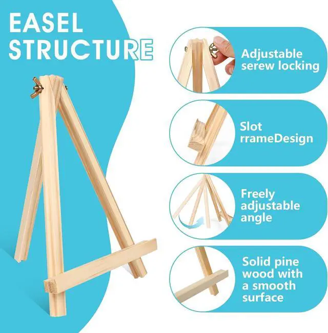 Alt view image 3 of 7 - ESRICH 11.8in Wood Easels, Tabletop Painting Display Easels