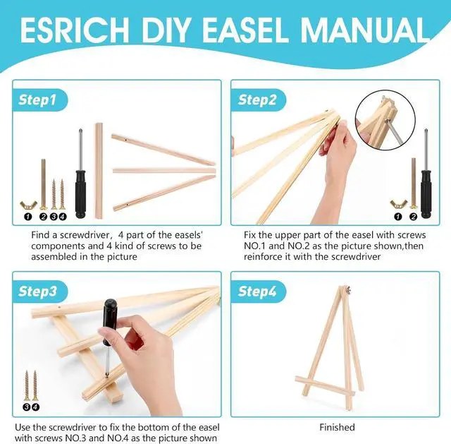Alt view image 5 of 7 - ESRICH 11.8in Wood Easels, Tabletop Painting Display Easels