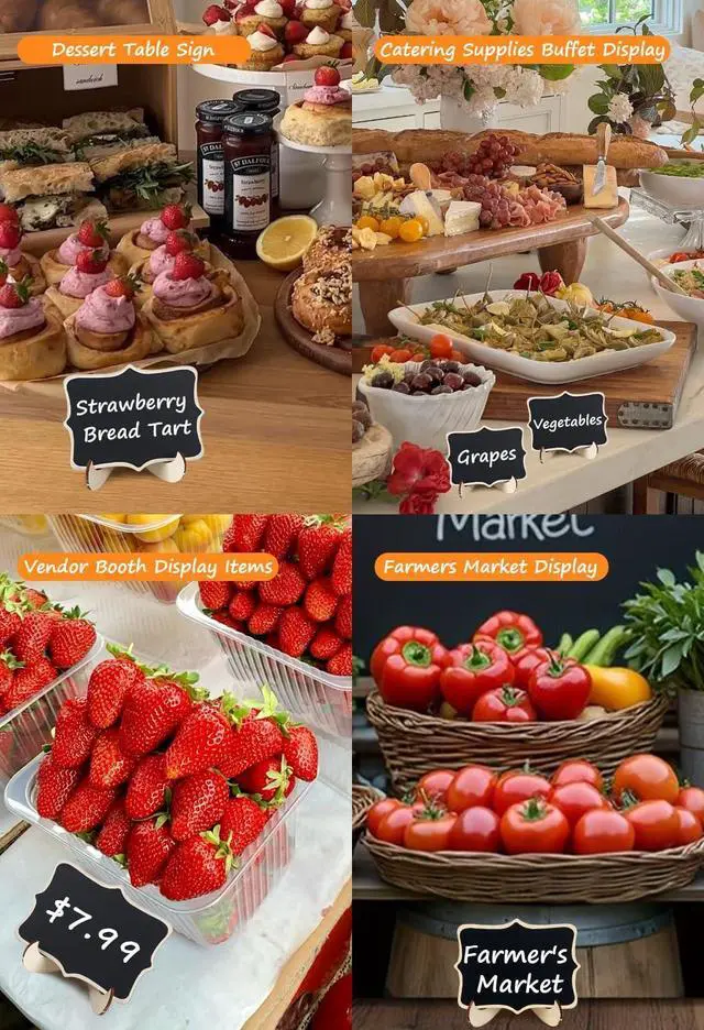 Alt view image 2 of 7 - 18PCS Mini Chalkboard Signs with Easel Stand/Food Labels for Party Buffet