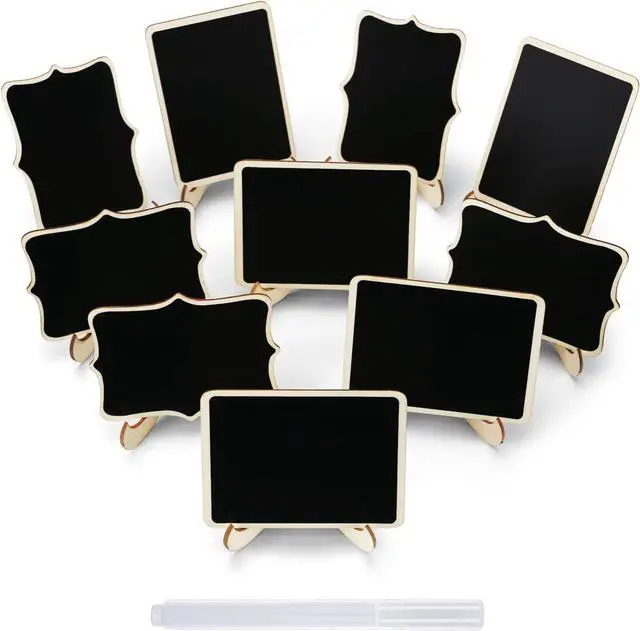 Main image of Mini Chalkboard Signs, 12 Pcs, Wooden with Easel Stand