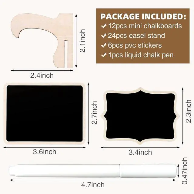 Alt view image 2 of 7 - Mini Chalkboard Signs, 12 Pcs, Wooden with Easel Stand