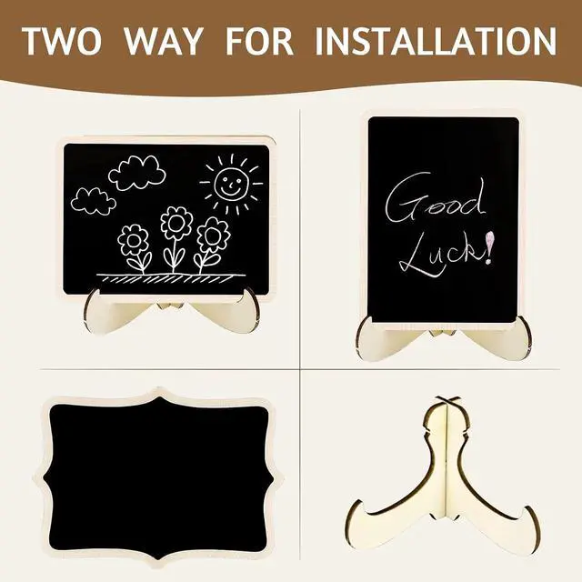 Alt view image 4 of 7 - Mini Chalkboard Signs, 12 Pcs, Wooden with Easel Stand