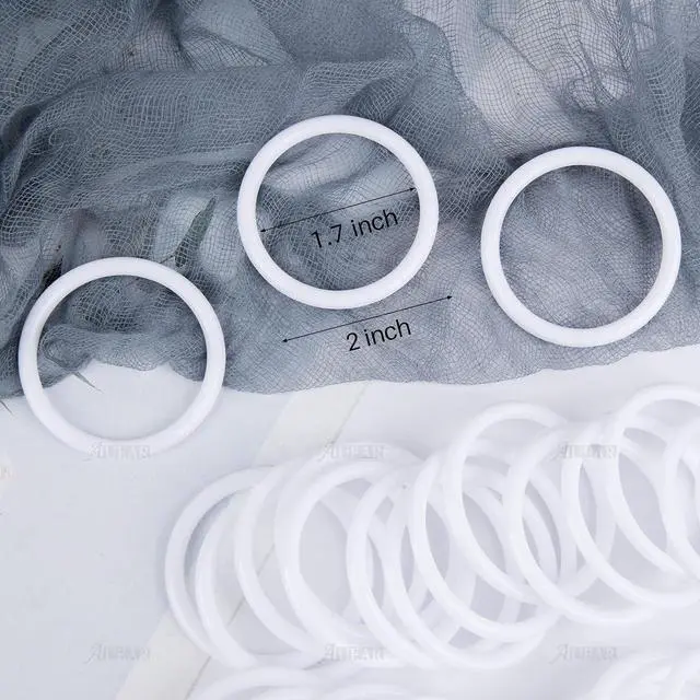 Alt view image 2 of 7 - AUEAR, 30 Pack 2 Inch Plastic Dream Catcher Ring Macrame Wreath Floral Hoops Circle Hook for DIY Crafts
