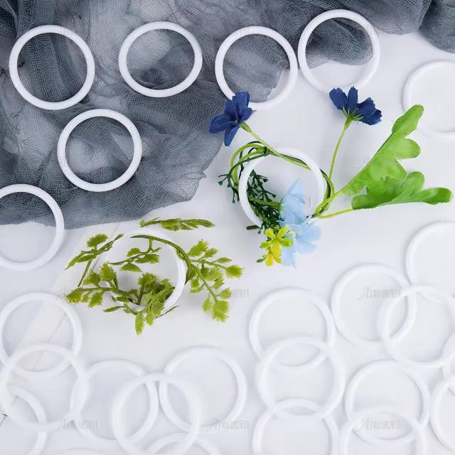 Alt view image 3 of 7 - AUEAR, 30 Pack 2 Inch Plastic Dream Catcher Ring Macrame Wreath Floral Hoops Circle Hook for DIY Crafts