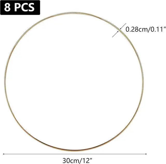Alt view image 2 of 7 - 8 Pcs Metal Floral Hoops Wreath 12 Inch Dream Catcher Macrame Rings for Wedding Wreath Decor, Table Centerpieces, Wall Hanging Crafts (Gold)