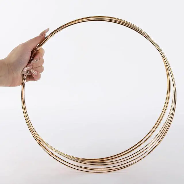 Alt view image 6 of 7 - 8 Pcs Metal Floral Hoops Wreath 12 Inch Dream Catcher Macrame Rings for Wedding Wreath Decor, Table Centerpieces, Wall Hanging Crafts (Gold)
