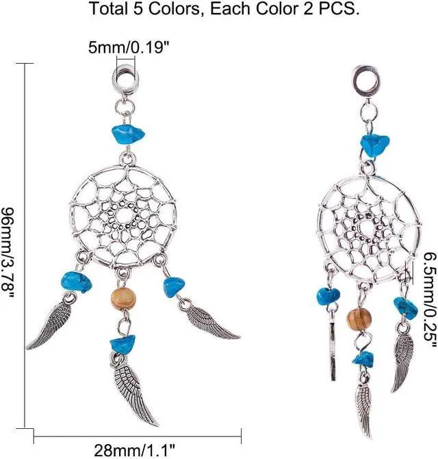Alt view image 2 of 7 - PH PandaHall 10pcs Dream Catcher Charm 5 Color Dangling Dreamcatcher Pendants Dreamcatcher Feather Charms Filigree Ethnic Ornament for Keyring Keychain Necklace Jewelry Making Antique Silver