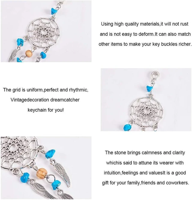 Alt view image 4 of 7 - PH PandaHall 10pcs Dream Catcher Charm 5 Color Dangling Dreamcatcher Pendants Dreamcatcher Feather Charms Filigree Ethnic Ornament for Keyring Keychain Necklace Jewelry Making Antique Silver