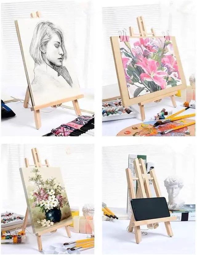 Alt view image 5 of 7 - 2PCS 12 Inch Wood Tabletop Easel -Easel Stand for Painting, Perfect for Parties, Art Projects, and Creative Displays.