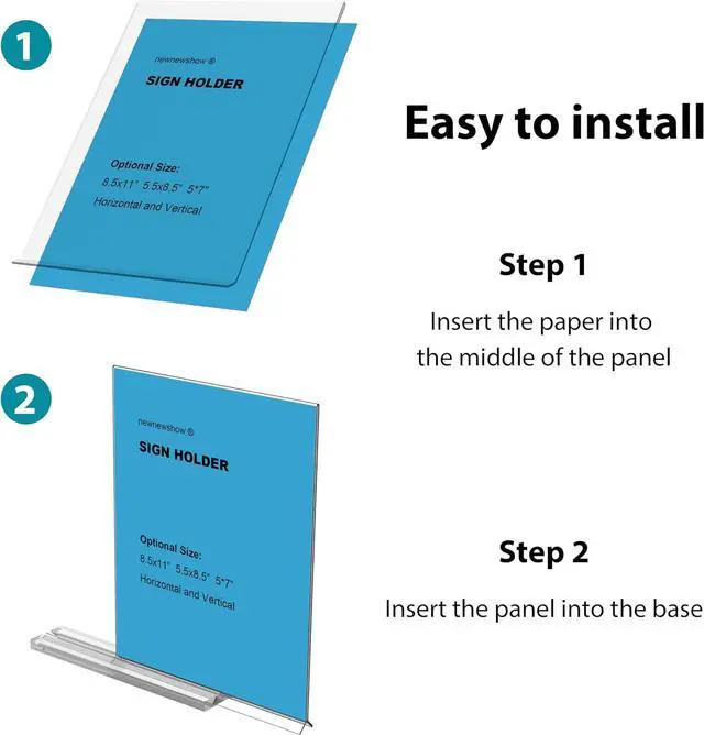 Alt view image 3 of 6 - newnewshow 8.5x11 Acrylic Sign Holder 3 Pack Vertical Double-Sided Display (Optional 8.5x11 8.5x5.5 5x7 Horizontal and Vertical)