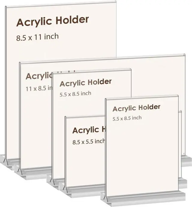 Alt view image 5 of 6 - newnewshow 8.5x11 Acrylic Sign Holder 3 Pack Vertical Double-Sided Display (Optional 8.5x11 8.5x5.5 5x7 Horizontal and Vertical)