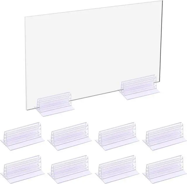Main image of Sliverdew Self-Adhesive Sneeze Guard Holder, Tabletop Sign Bracket, 10 Pcs