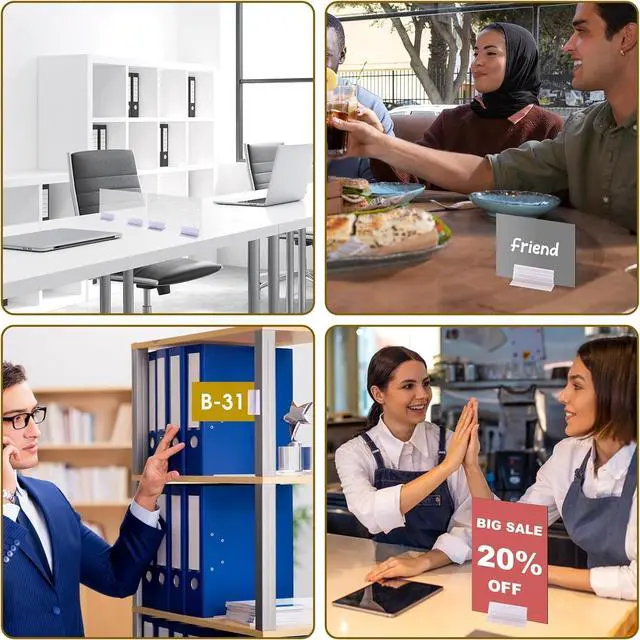 Alt view image 7 of 7 - Sliverdew Self-Adhesive Sneeze Guard Holder, Tabletop Sign Bracket, 10 Pcs