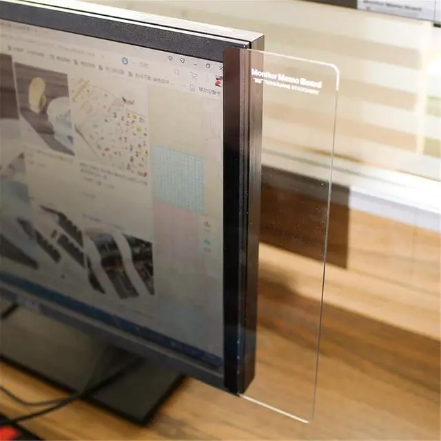 Alt view image 2 of 6 - MINSA Fashion Multifunction Utility Acrylic Transparent Computer Monitors Side Panel/Memo Pads/Message Boards/Sticky Boards for Computer Screen, 1 Set (Left & Right) (Transparent)
