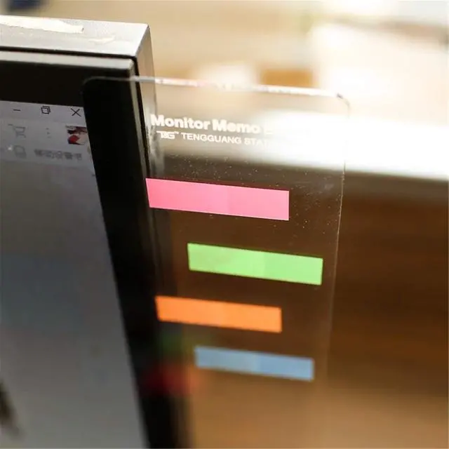 Alt view image 4 of 6 - MINSA Fashion Multifunction Utility Acrylic Transparent Computer Monitors Side Panel/Memo Pads/Message Boards/Sticky Boards for Computer Screen, 1 Set (Left & Right) (Transparent)
