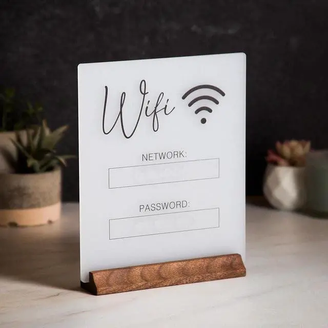 Main image of WiFi Password Sign, Chalkboard Style Acrylic Table Display Board for Home, Business and Guests (No Base)
