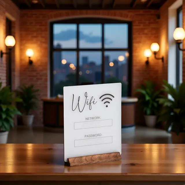 Alt view image 3 of 7 - WiFi Password Sign, Chalkboard Style Acrylic Table Display Board for Home, Business and Guests (No Base)