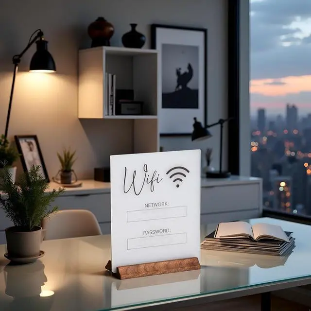 Alt view image 5 of 7 - WiFi Password Sign, Chalkboard Style Acrylic Table Display Board for Home, Business and Guests (No Base)