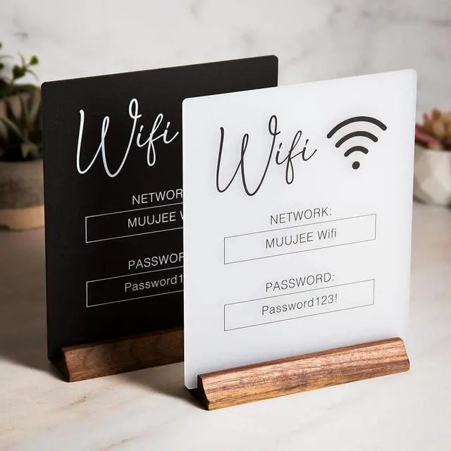 Alt view image 7 of 7 - WiFi Password Sign, Chalkboard Style Acrylic Table Display Board for Home, Business and Guests (No Base)