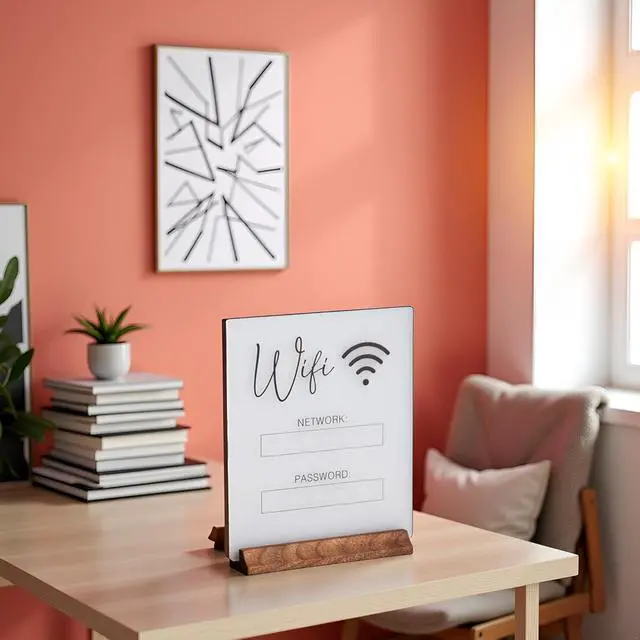 Alt view image 6 of 7 - WiFi Password Sign, Chalkboard Style Acrylic Table Display Board for Home, Business and Guests (No Base)