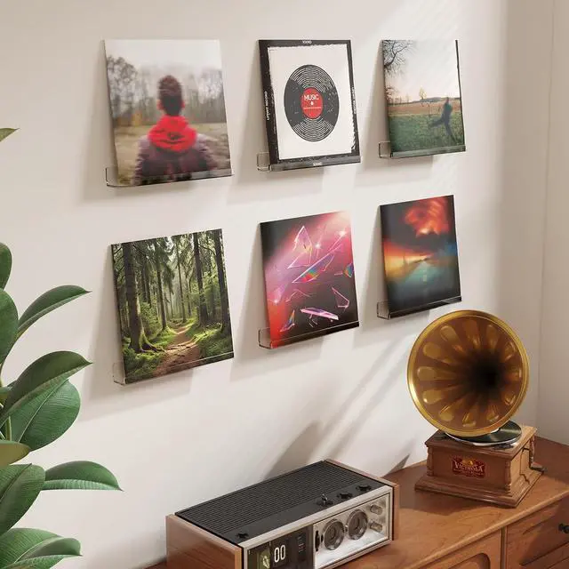 Alt view image 2 of 7 - Lifewit Narrow Acrylic Floating Shelves for Vinyl Record 12", Clear 6 Pack