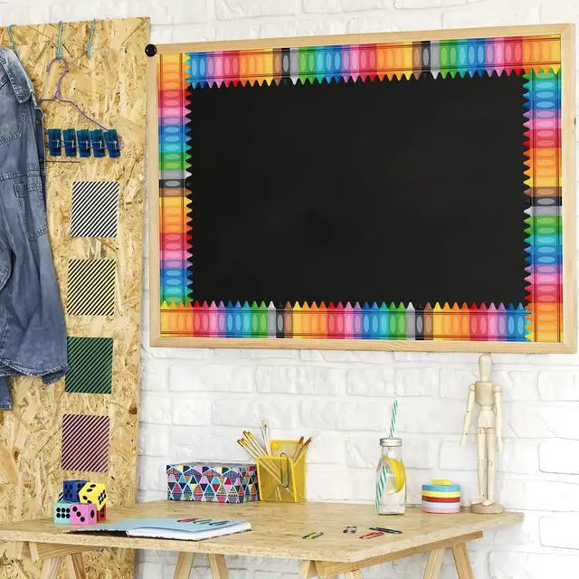 Alt view image 5 of 7 - 68.9 Ft Crayon Classroom Bulletin Board Borders Colorful Crayon Rolled Border Trim Crayons Die-Cut Bulletin Border Decoration for School Office Classroom Chalkboard Wall Window Decor