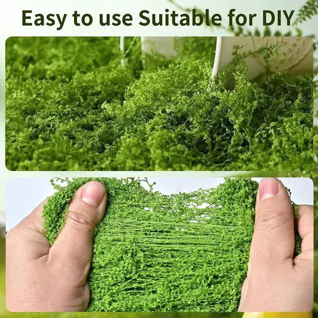 Alt view image 2 of 7 - Fake Moss for Plants Indoor, 3.5OZ Dual-Color Artificial Moss for Crafts, Realistic Faux Moss for Terrariums, Fairy Gardens, Potted Plants, DIY Home Decor, Glass Jars, Light & Dark Green100g
