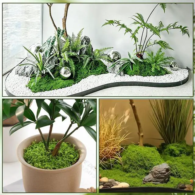 Alt view image 3 of 7 - Fake Moss for Plants Indoor, 3.5OZ Dual-Color Artificial Moss for Crafts, Realistic Faux Moss for Terrariums, Fairy Gardens, Potted Plants, DIY Home Decor, Glass Jars, Light & Dark Green100g