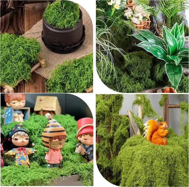 Alt view image 6 of 7 - Fake Moss for Plants Indoor, 3.5OZ Dual-Color Artificial Moss for Crafts, Realistic Faux Moss for Terrariums, Fairy Gardens, Potted Plants, DIY Home Decor, Glass Jars, Light & Dark Green100g
